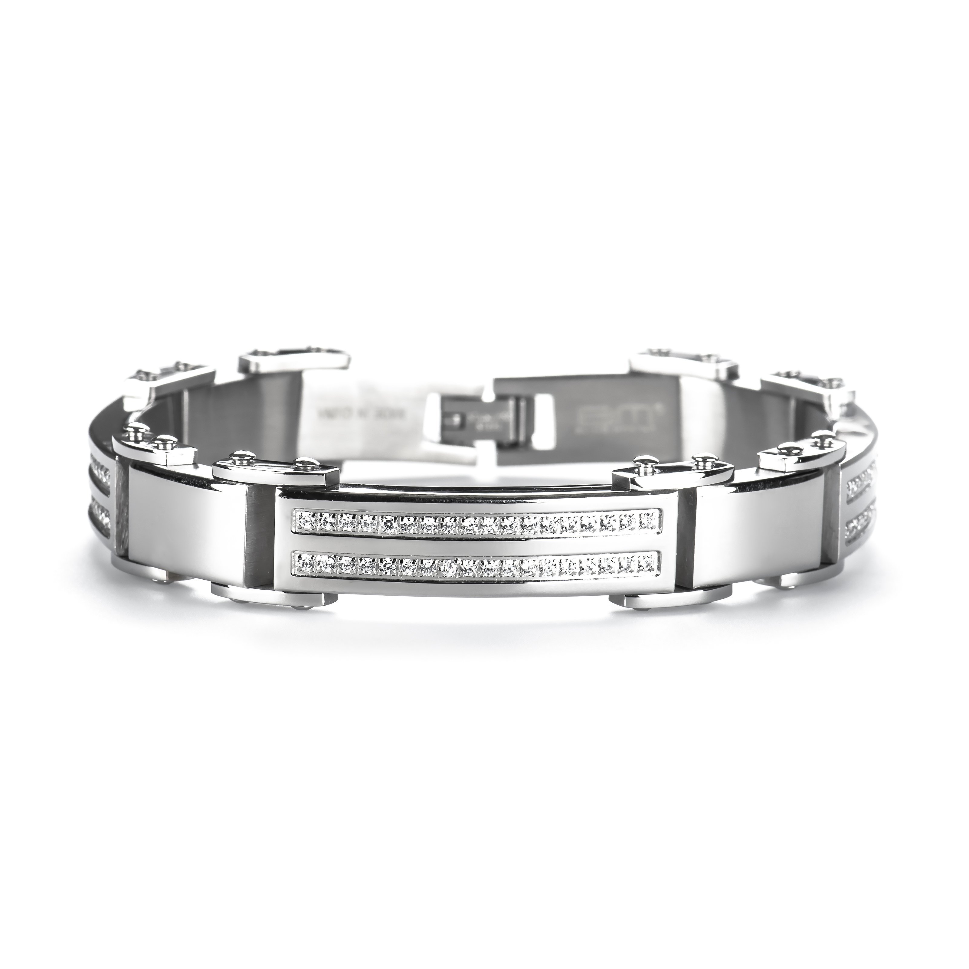 A collection of elegant Stainless Steel bracelets showcasing various designs and finishes.