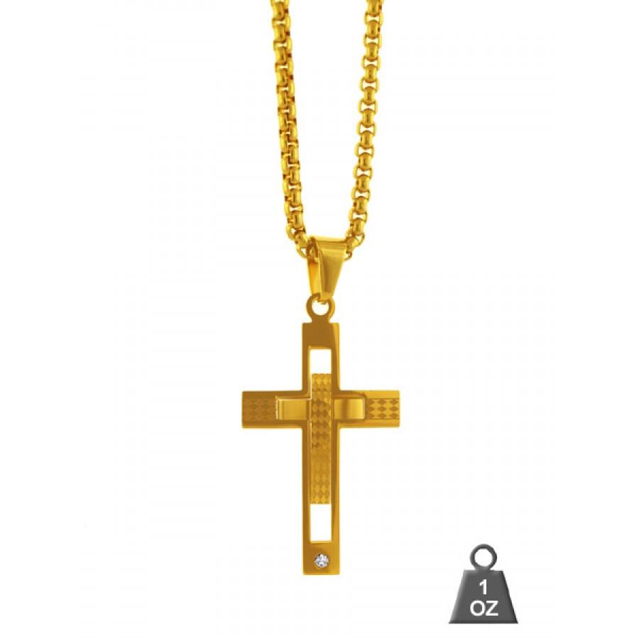 A sleek stainless steel chain with a stylish charm, showcasing its durability and elegant design.