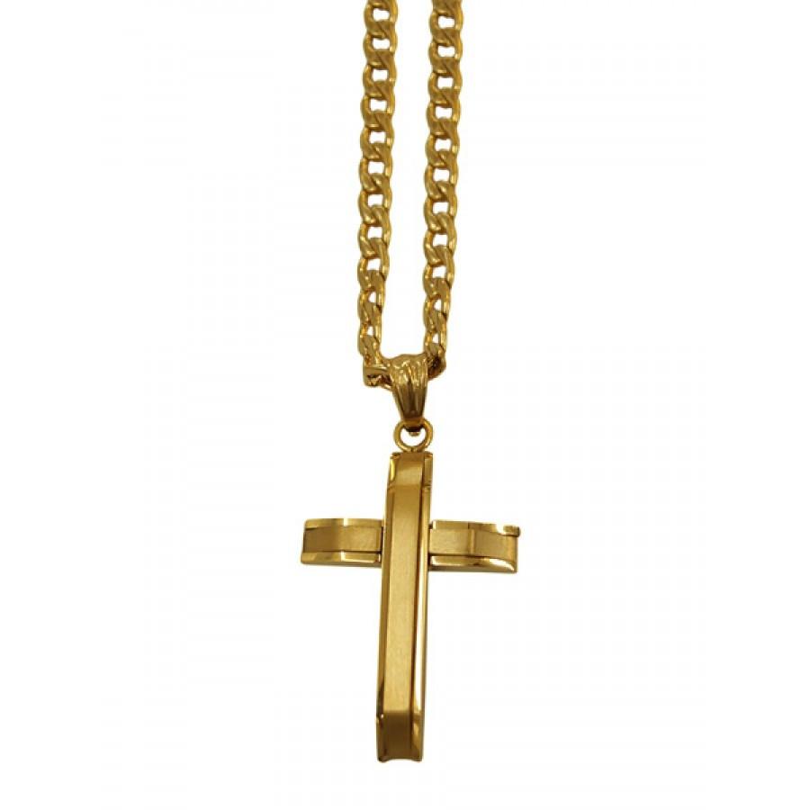 A stylish stainless steel chain with an elegant charm, showcasing its shiny finish and lightweight design.