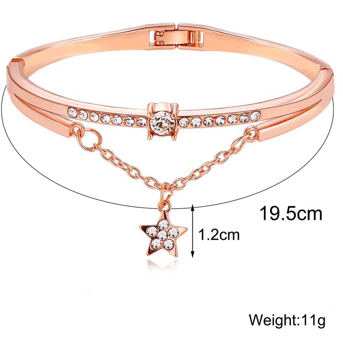 Elegant Star Drop Bracelet featuring Austrian Crystals, 18K rose gold plated, made in Italy, showcasing a stunning design.