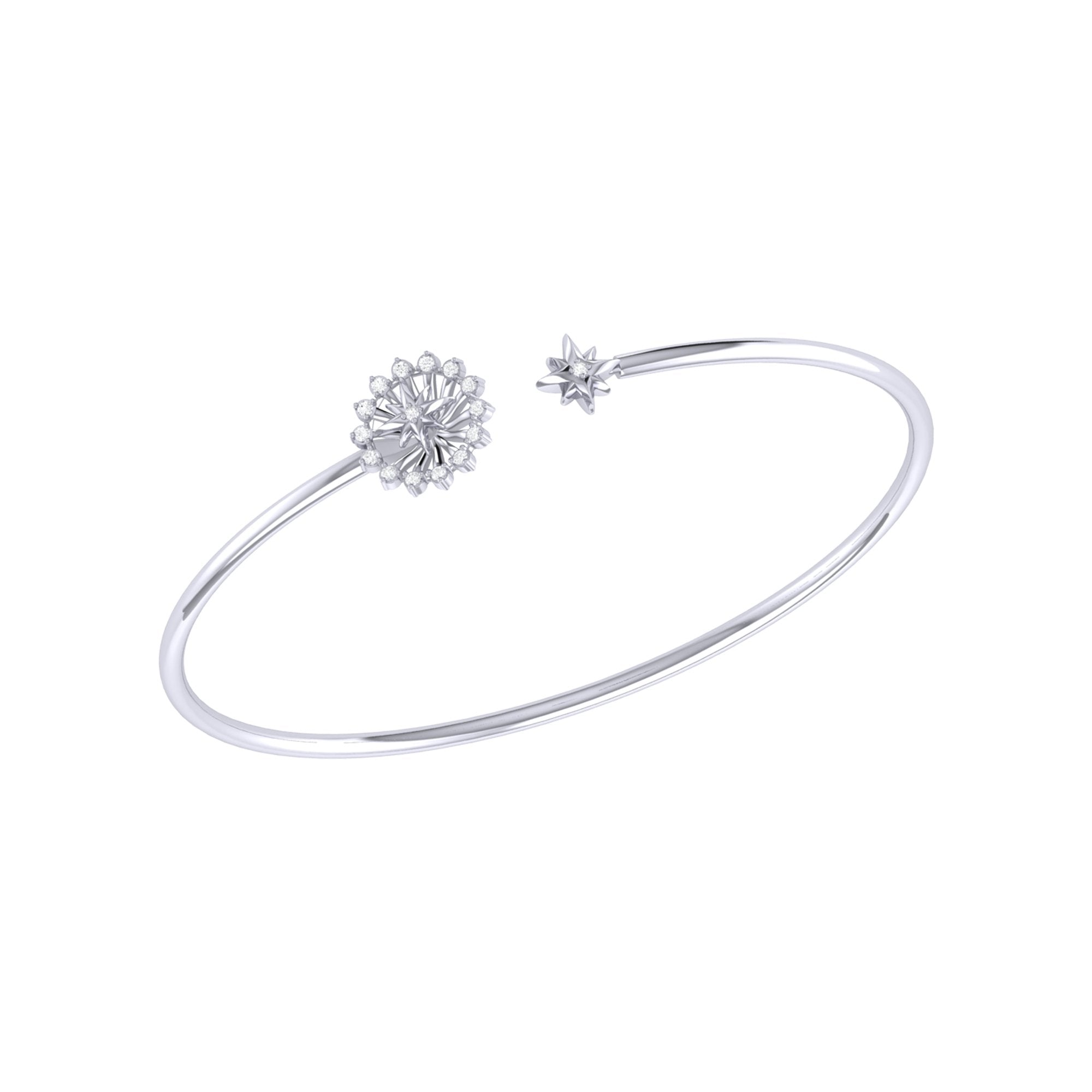 Starburst Adjustable Diamond Cuff in Sterling Silver featuring natural diamonds in a collet prong setting, showcasing its elegant design.