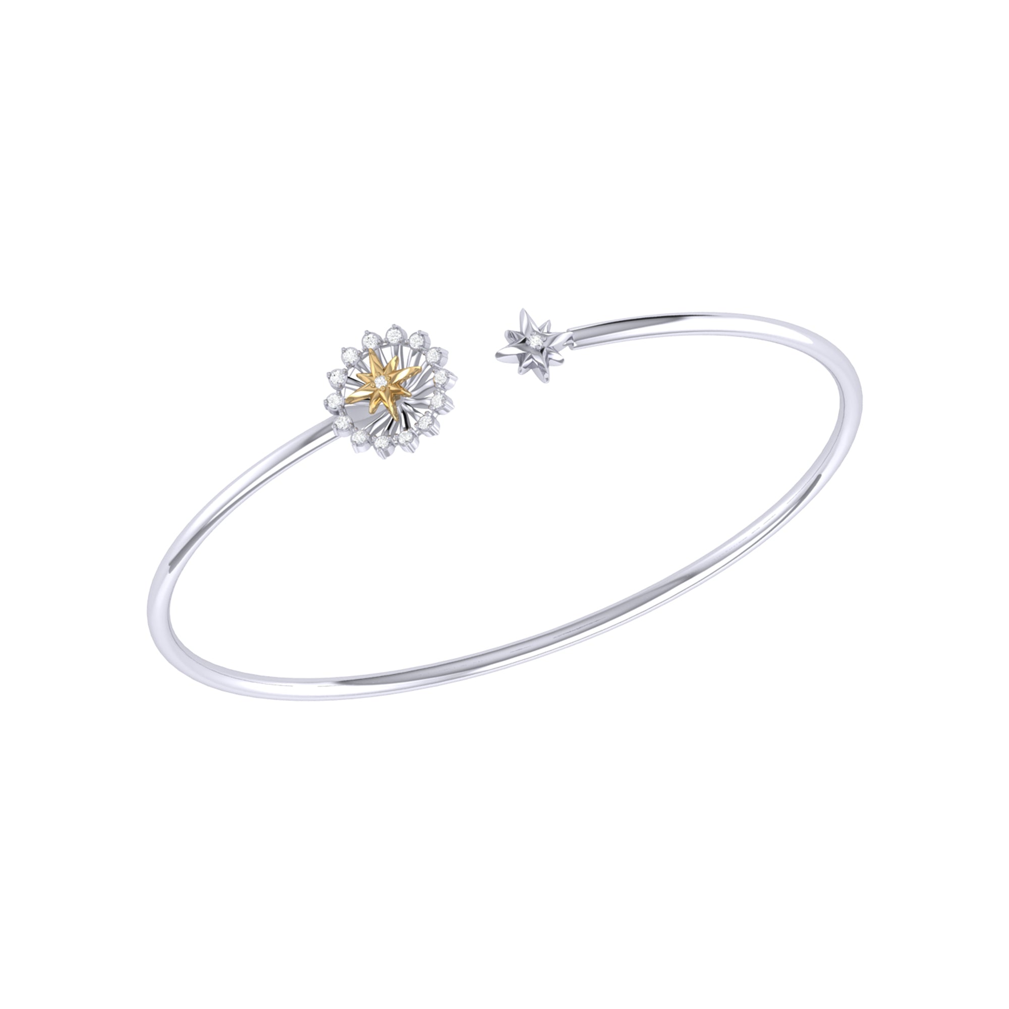 Starburst Adjustable Diamond Two-Tone Cuff in 14K Yellow Gold Vermeil, showcasing genuine diamonds and elegant design.