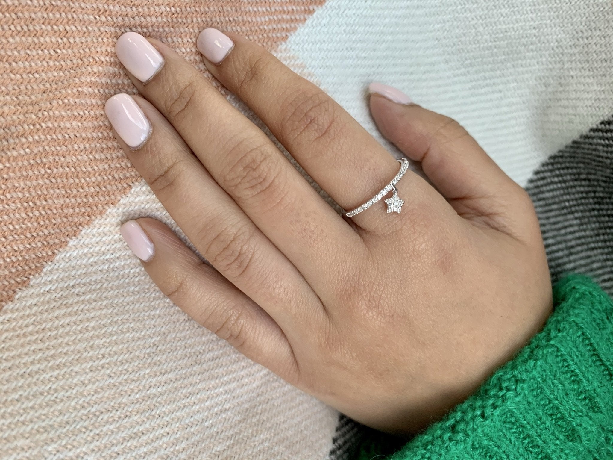 Starkissed Diamond Charm Ring in Sterling Silver featuring genuine diamonds, elegantly crafted with a polished finish.