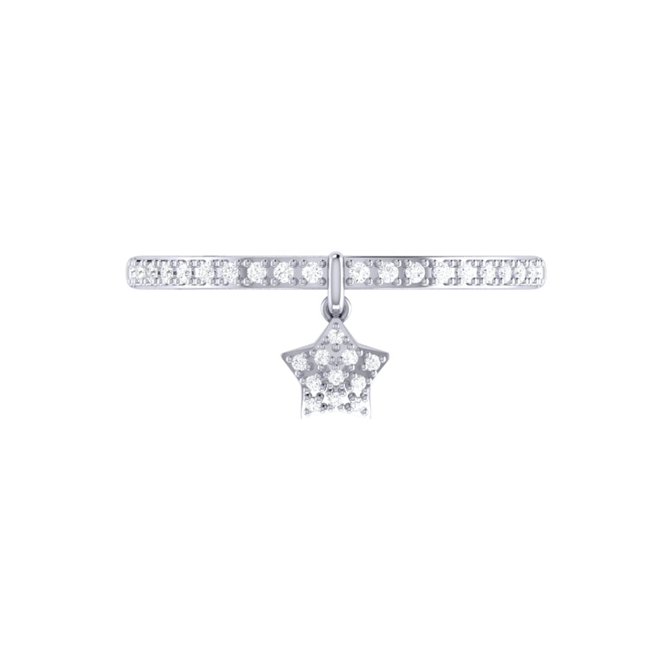 Starkissed Diamond Charm Ring in Sterling Silver featuring genuine diamonds, elegantly crafted with a polished finish.