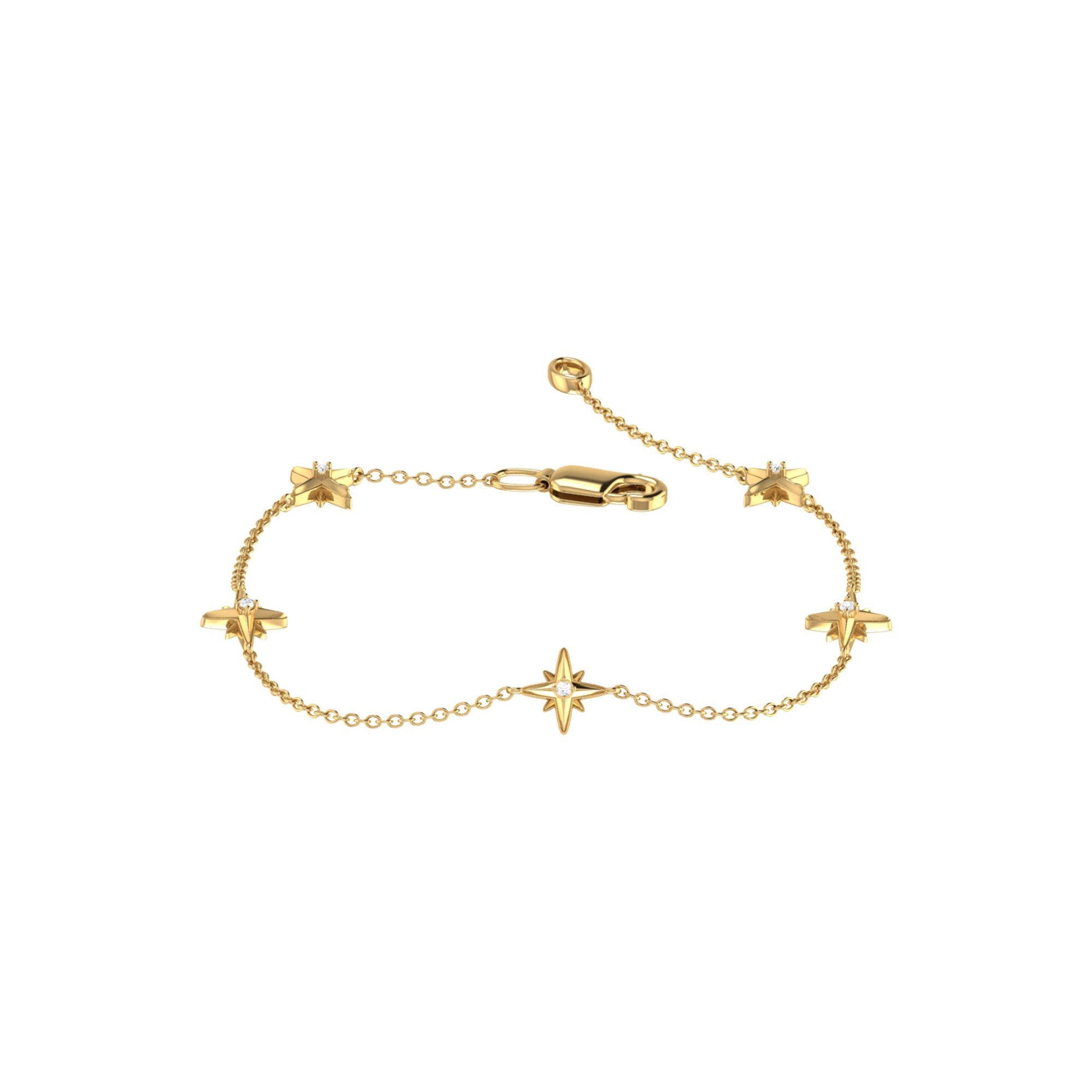 Starry Lane Diamond Bracelet featuring genuine diamonds set in 14K Yellow Gold Vermeil on Sterling Silver, showcasing a delicate design.