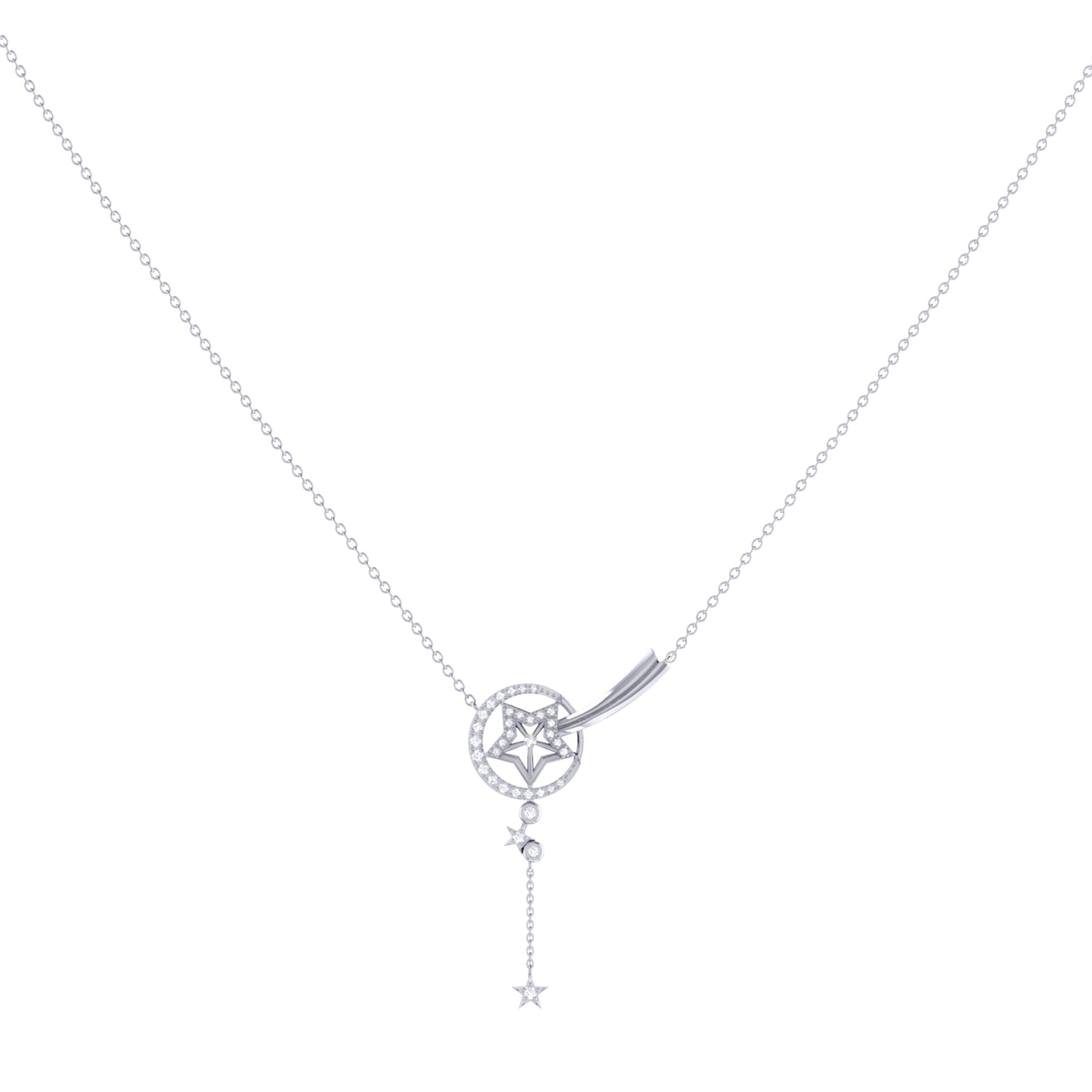 Stella Comet Diamond Drop Necklace in Sterling Silver featuring a sparkling diamond pendant and adjustable cable chain.