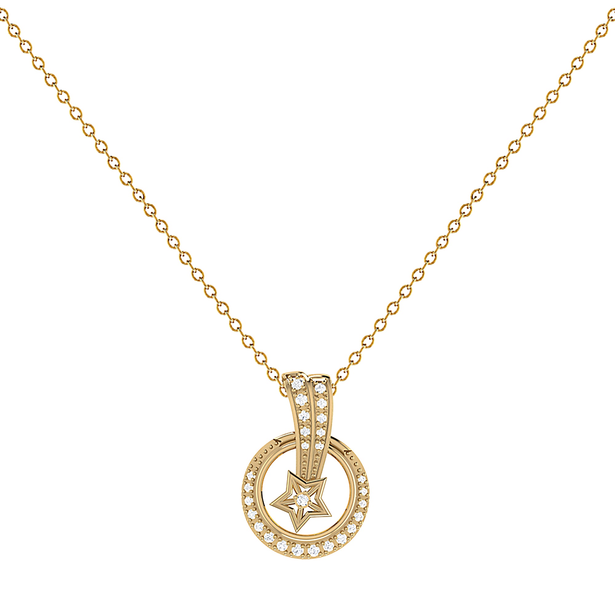 Stellar Eclipse Diamond Pendant Necklace in 14K Gold Vermeil featuring genuine diamonds and a stylish cable chain.