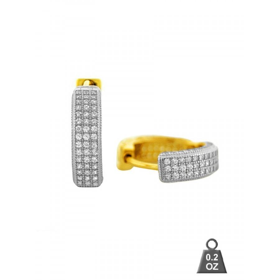 A pair of elegant sterling silver earrings featuring sparkling cubic zirconia stones, showcasing a timeless design suitable for any occasion.