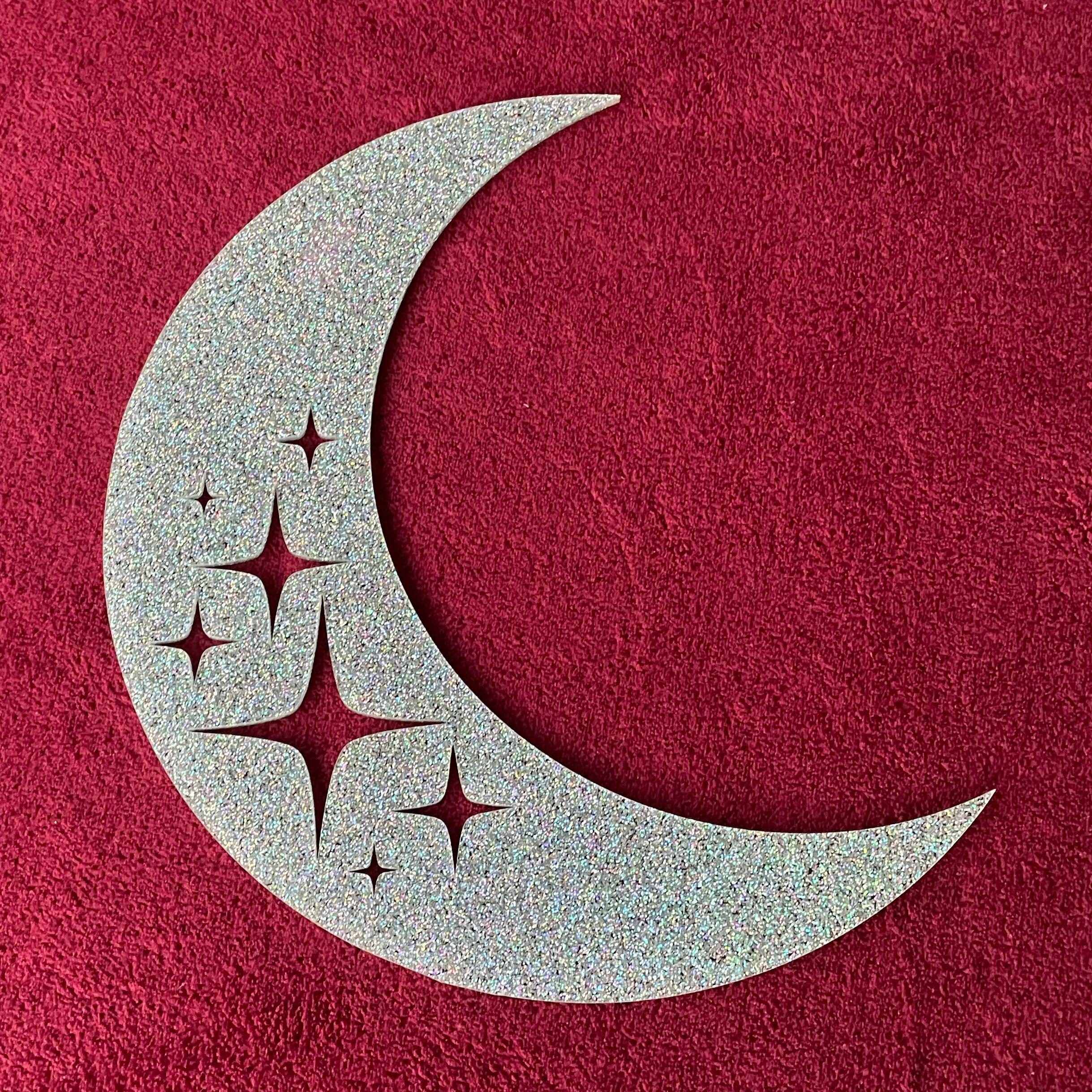 Stevie Moon Wall Hanging featuring laser cut stars in customizable colors, measuring 24cm by 22cm.