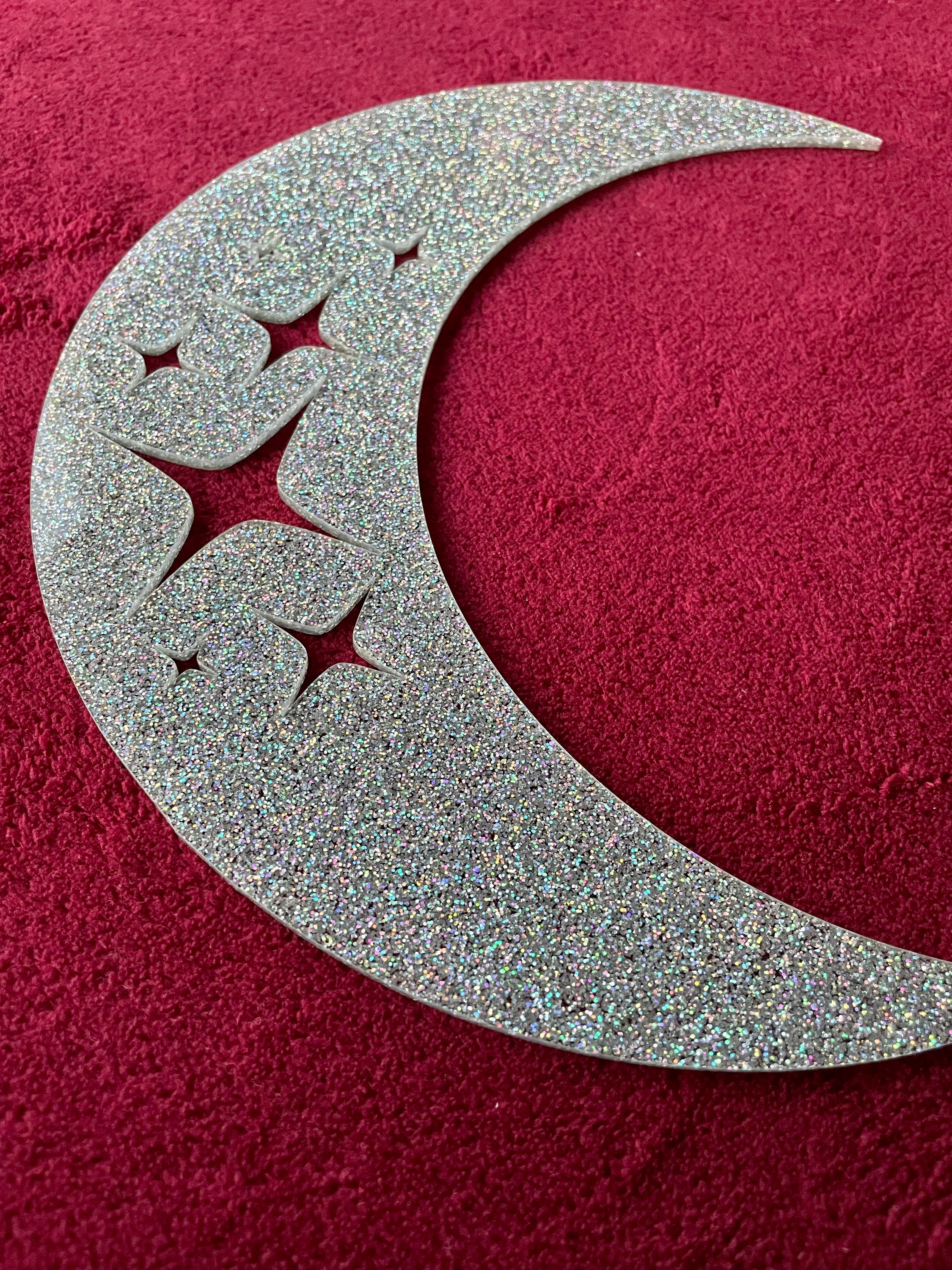 Stevie Moon Wall Hanging featuring laser cut stars in customizable colors, measuring 24cm by 22cm.