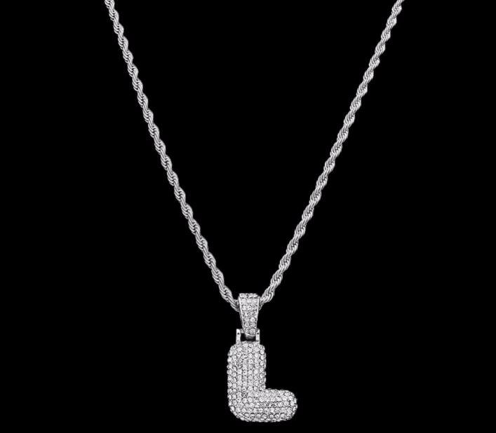 STILTR Stainless Bubble Necklace featuring a rhinestone-studded pendant on a solid rope chain, elegantly displayed.