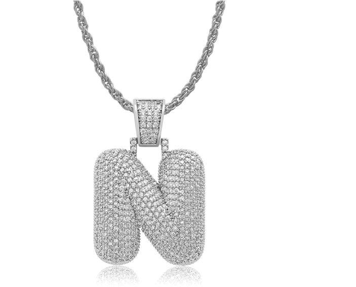 STILTR Stainless Bubble Necklace featuring a rhinestone-studded pendant on a solid rope chain, elegantly displayed.