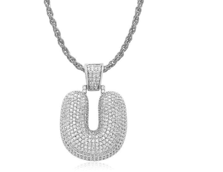 STILTR Stainless Bubble Necklace featuring a rhinestone-studded pendant on a solid rope chain, elegantly displayed.