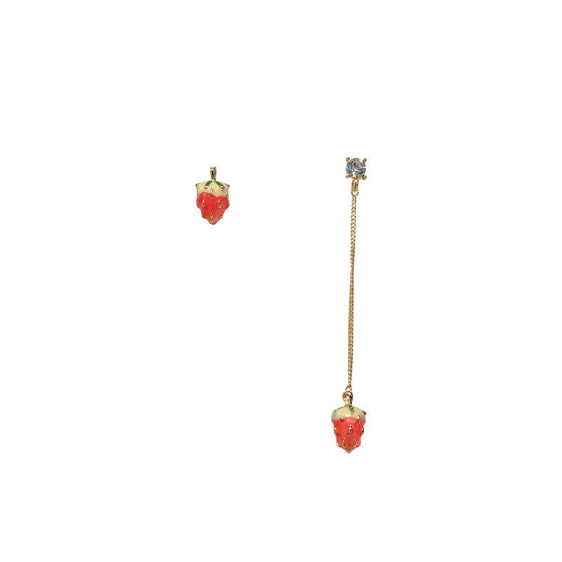 A beautiful assortment of jewelry from the Strawberry Collection, featuring stud earrings, drop earrings, and a pendant necklace, all crafted from alloy and 925 silver.