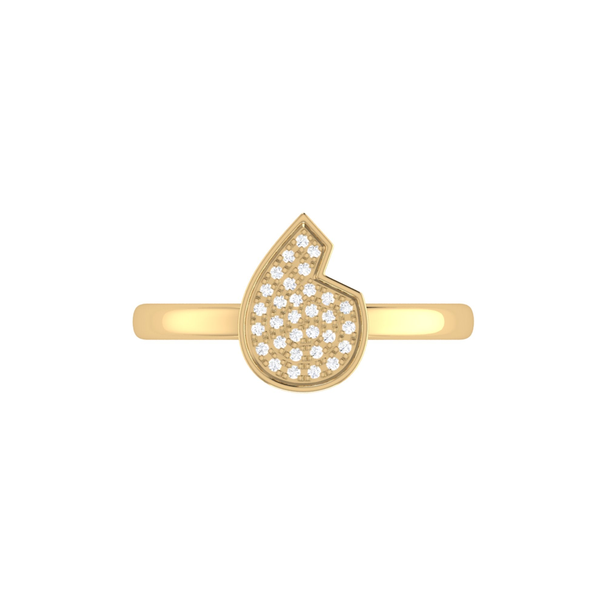 Street Cycle Open Teardrop Diamond Ring in 14K Yellow Gold Vermeil, featuring a delicate design with genuine diamonds set in a micro pave style.