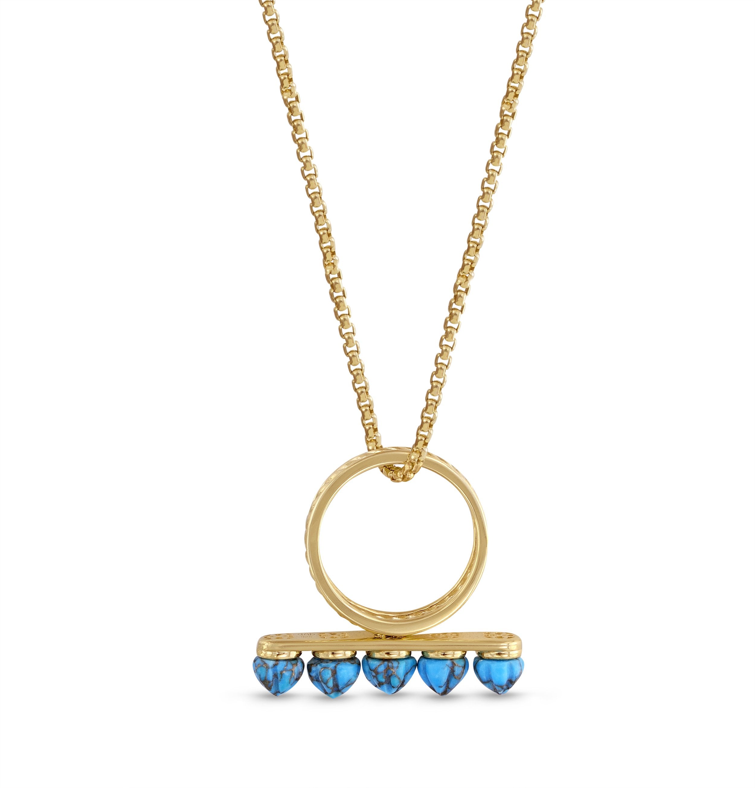 Summer Nights Turquoise Multistone Ring & Pendant in 14K Yellow Gold, showcasing a vibrant turquoise stone set in elegant yellow gold.