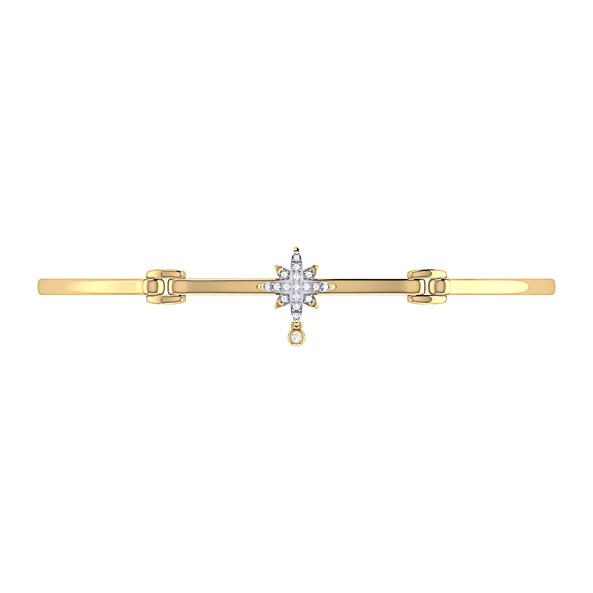 Supernova Bezel Drop Diamond Bangle in 14K Yellow Gold Vermeil, featuring genuine diamonds and an adjustable clasp.