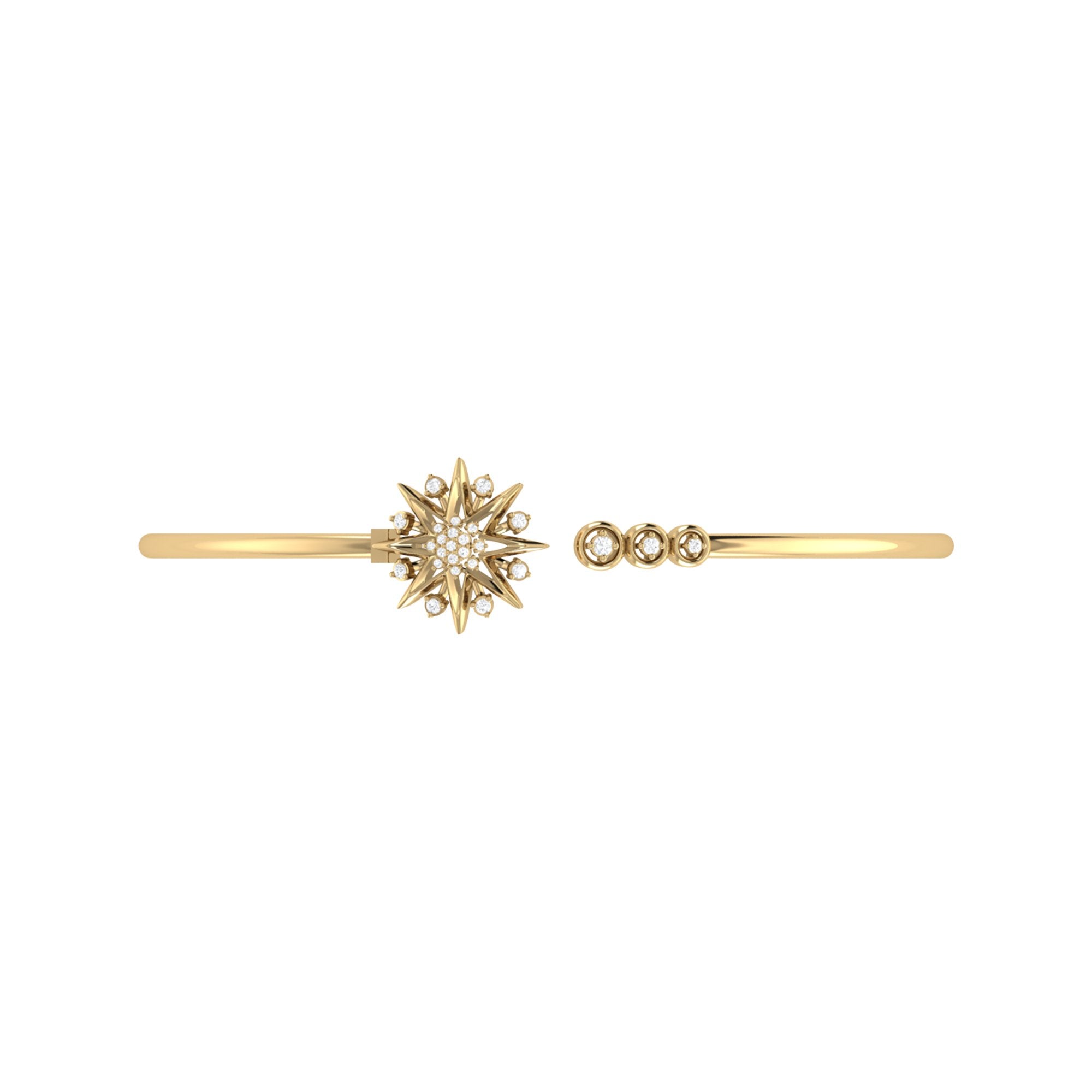 Supernova Star Adjustable Diamond Cuff in 14K Yellow Gold Vermeil featuring genuine diamonds and elegant design.