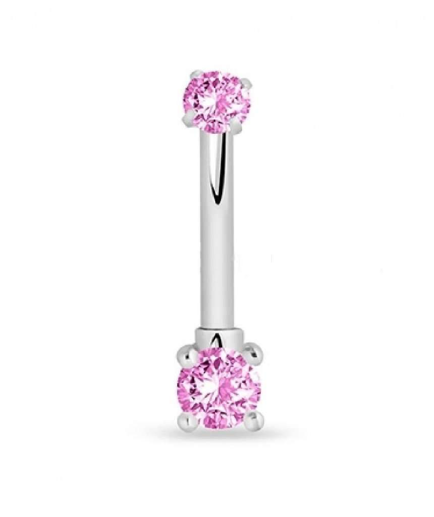 Surgical Steel Internally Threaded Belly Ring with cubic zirconia, showcasing its elegant design and available colors.