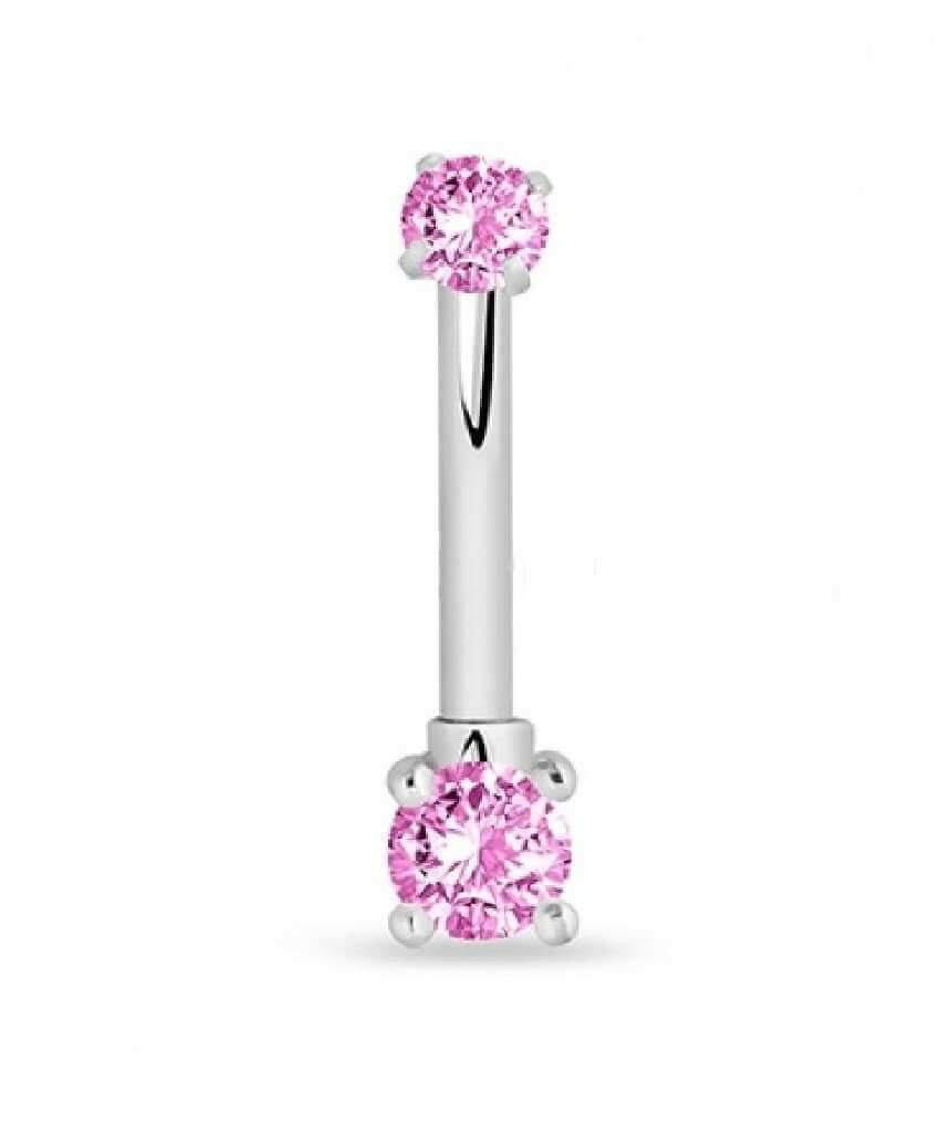 Surgical Steel Internally Threaded Belly Ring with cubic zirconia, showcasing its elegant design and available colors.
