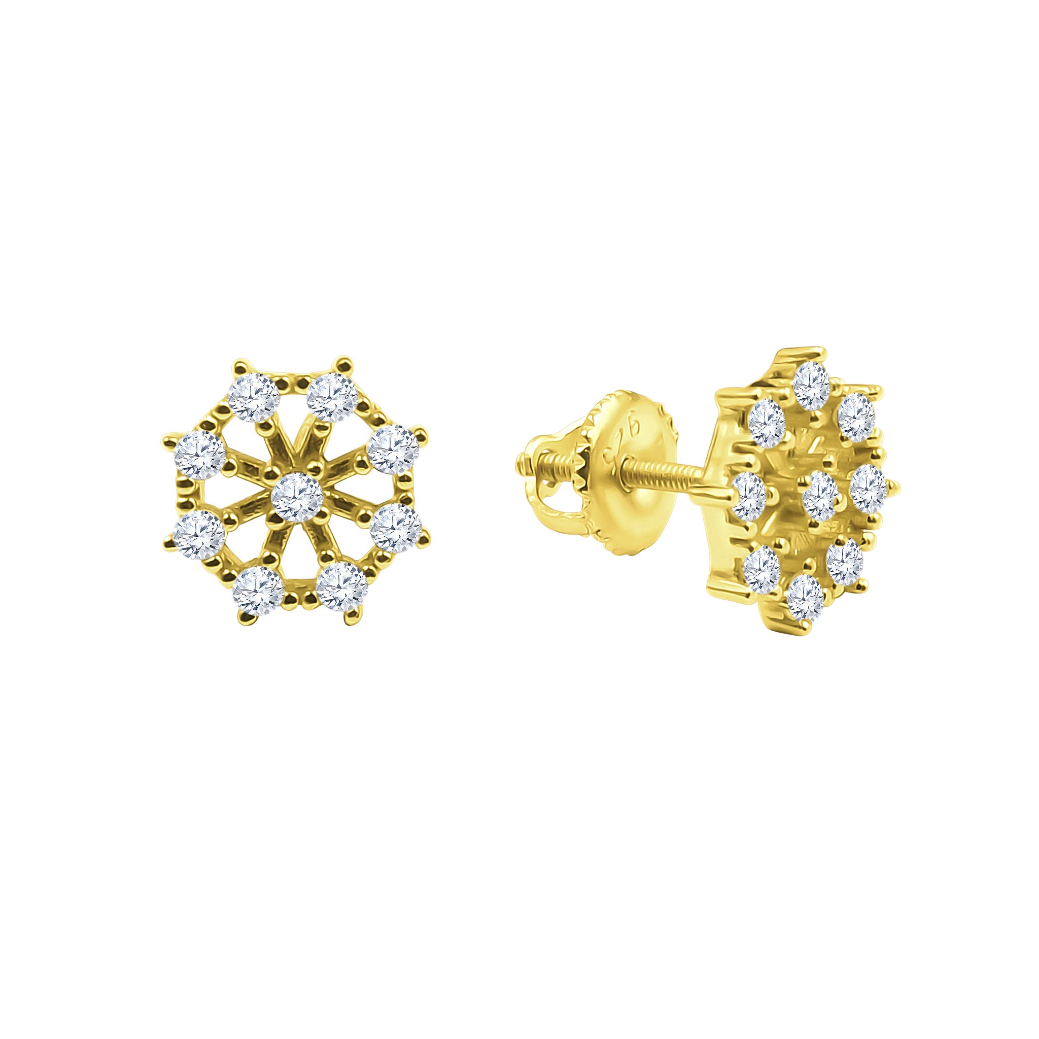 A pair of elegant Swivel Screw Back earrings featuring white cubic zirconia stones set in brass copper metal, showcasing a unique swivel design.