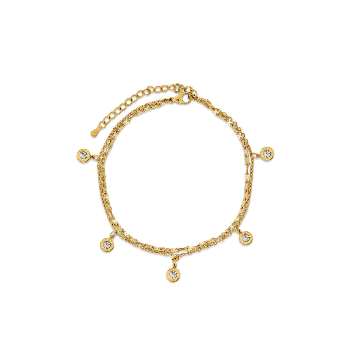 Tala Latin Stone Anklet in gold, showcasing premium stainless steel and elegant design.