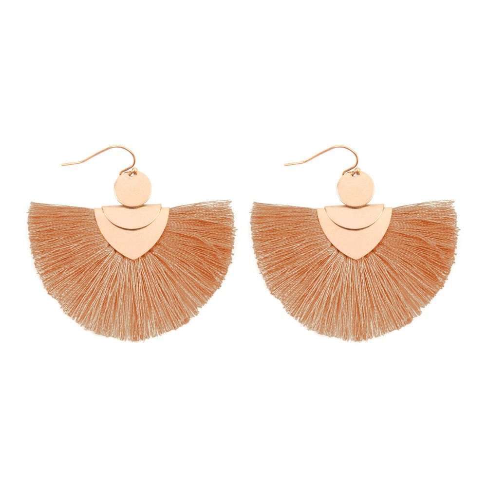 Colorful tassel hook earrings by DOBBI, featuring a stylish design with a 2-inch drop length and vibrant tassels.