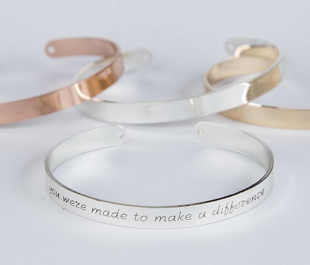 A delicate adjustable bracelet made of copper with gold, rose gold, or silver plating, symbolizing appreciation for teachers.