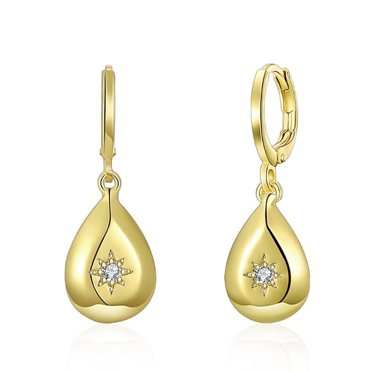 Elegant Teardrop Elements Drop Earrings featuring certified crystals and 18K gold plating, designed for comfort and style.
