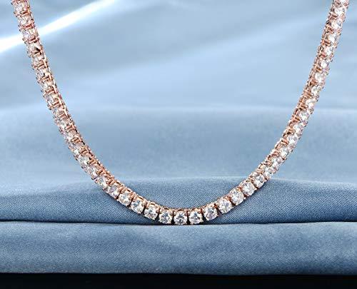 Elegant Tennis Necklace and Princess Halo Earring Set in 18K rose gold with Austrian crystals, displayed in a luxe gift box.