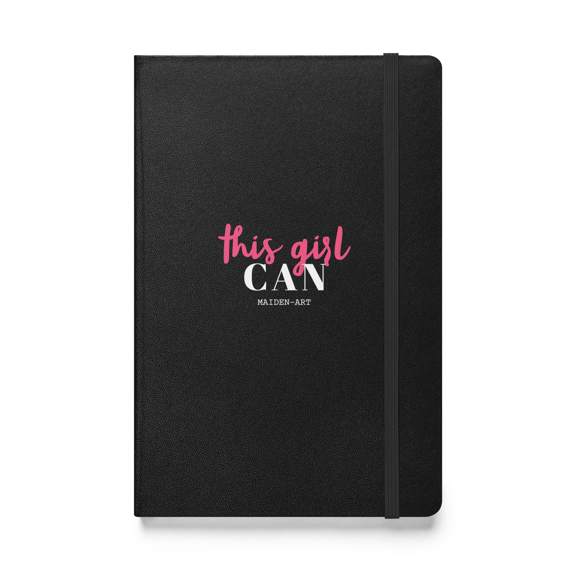 This Girl Can Hardcover Bound Notebook with elastic closure, ribbon marker, and expandable inner pocket, featuring a stylish design.