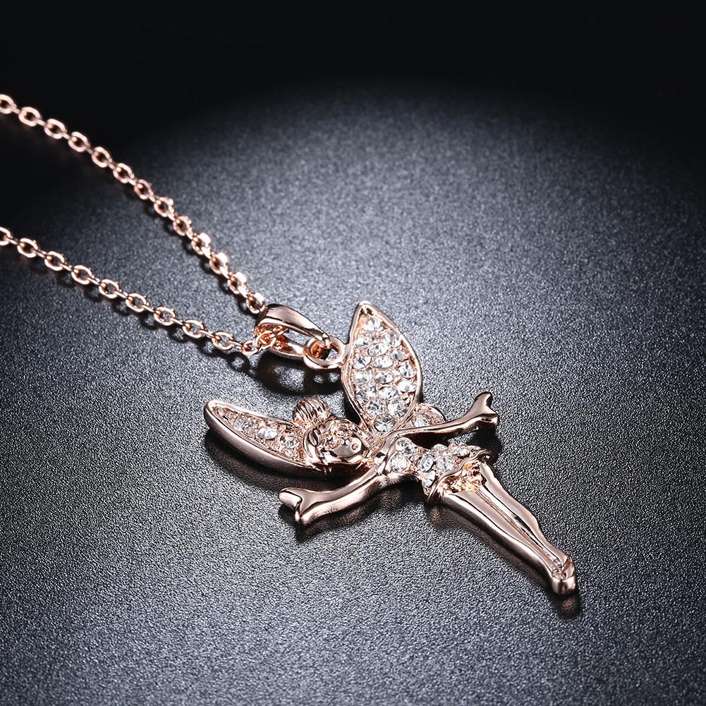 Tinkerbell Classic Necklace in 18K rose gold with crystal embellishments, featuring a delicate design and lobster clasp.