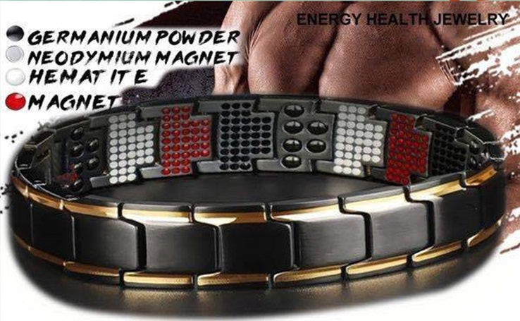 A stylish titanium magnetic bracelet for men, featuring a sleek stainless steel design with a polished finish.
