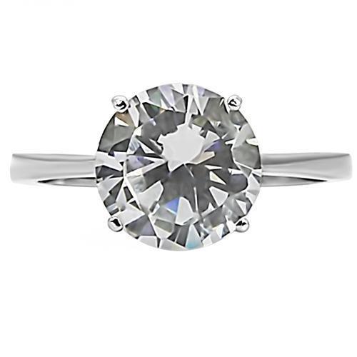 TK013 High Polished Stainless Steel Ring featuring a clear AAA Grade CZ center stone, showcasing a sleek and modern design.
