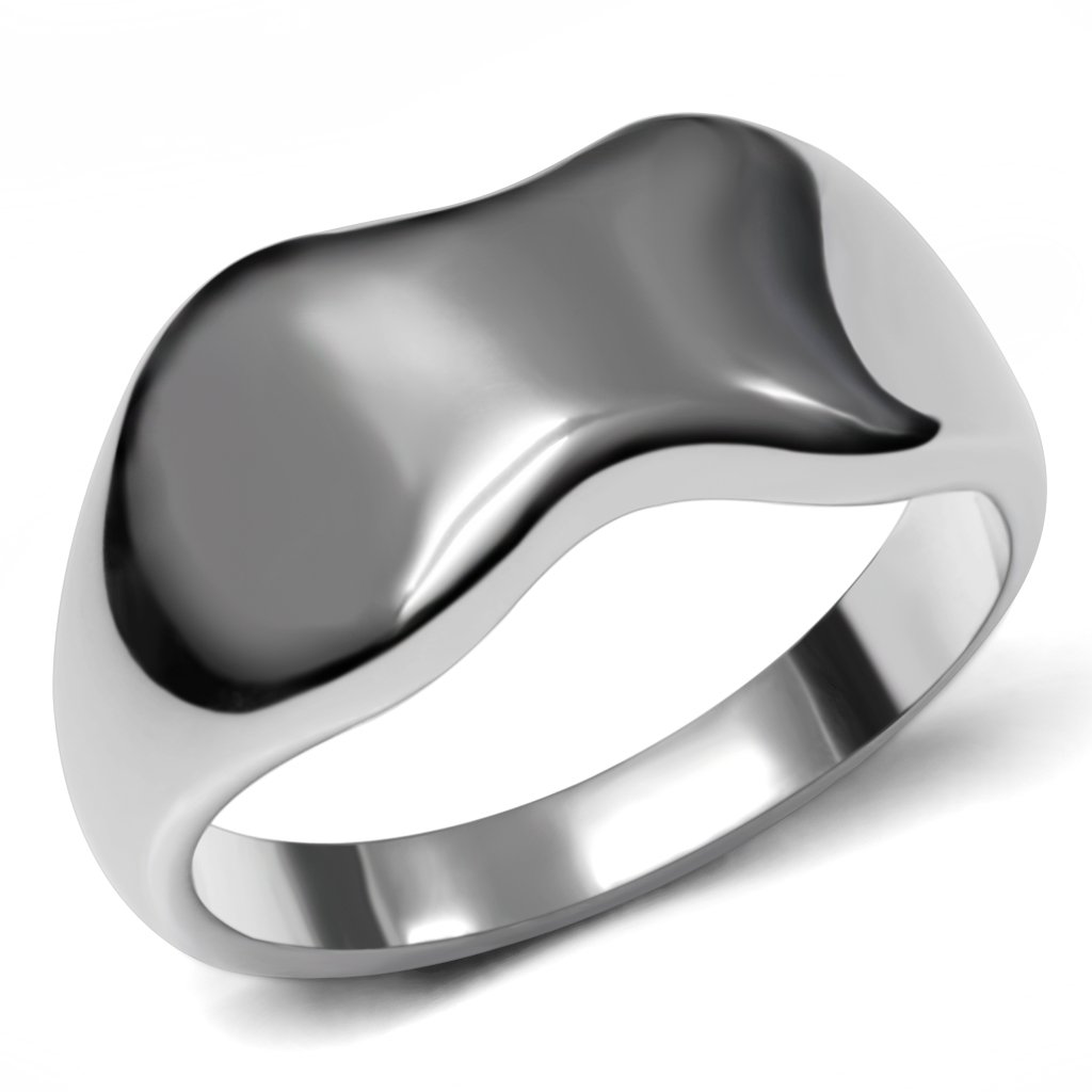 TK033 High Polished Stainless Steel Ring with a sleek, shiny finish, showcasing its minimalist design without any stones.