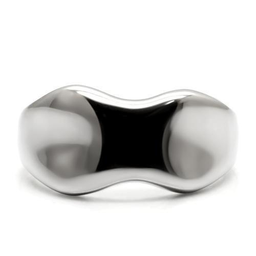 TK033 High Polished Stainless Steel Ring with a sleek, shiny finish, showcasing its minimalist design without any stones.