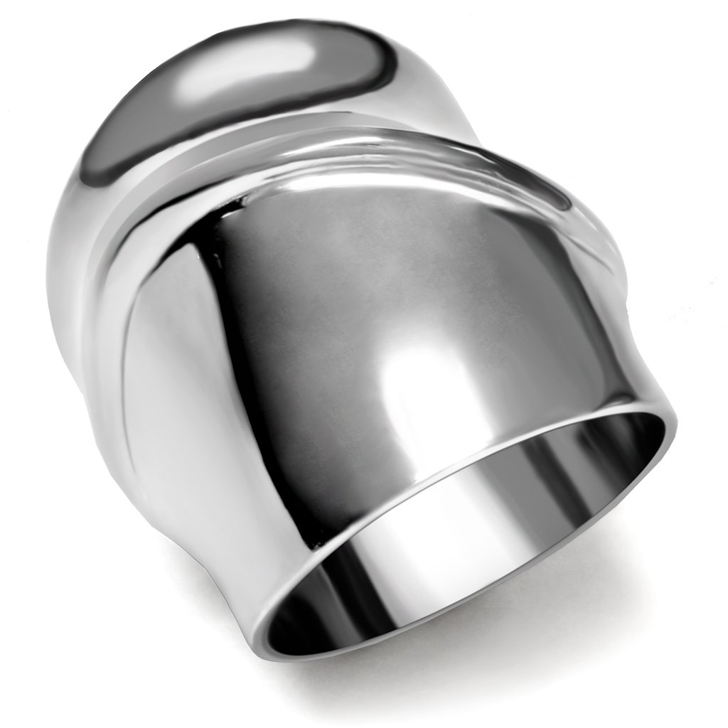 TK036 High Polished Stainless Steel Ring with a sleek, shiny finish, showcasing its minimalist design without any stones.