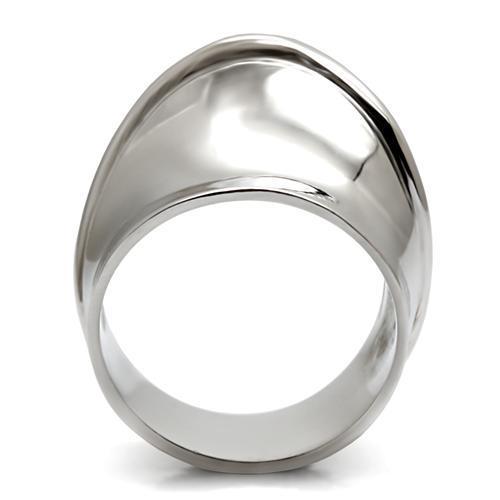 TK036 High Polished Stainless Steel Ring with a sleek, shiny finish, showcasing its minimalist design without any stones.