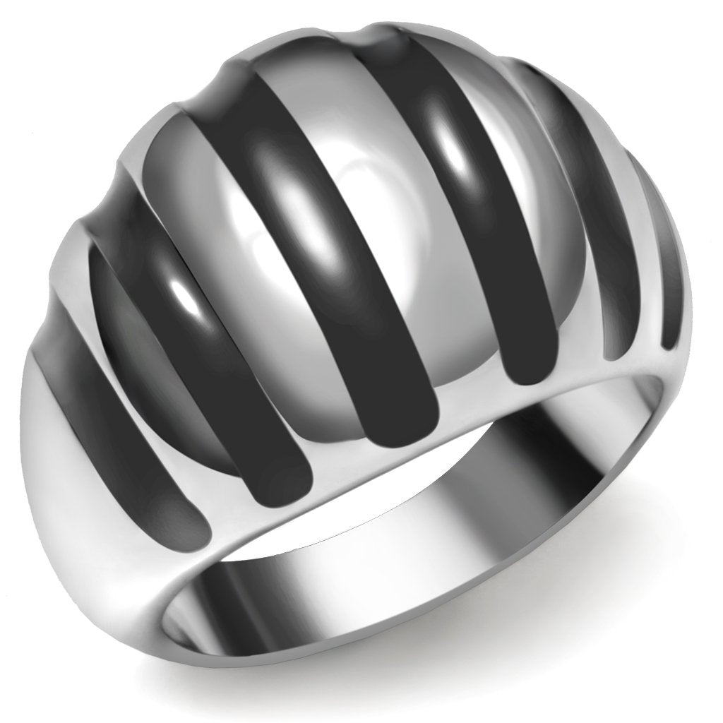 TK038 High Polished Stainless Steel Ring with a sleek, shiny finish, showcasing its minimalist design without any stones.