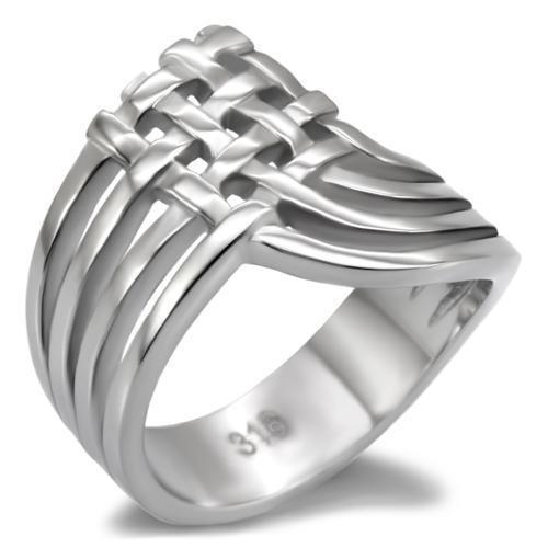 TK054 High Polished Stainless Steel Ring with a sleek, shiny finish, showcasing its minimalist design without any stones.