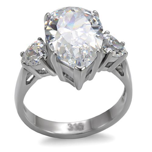 Three-stone diamond engagement ring.