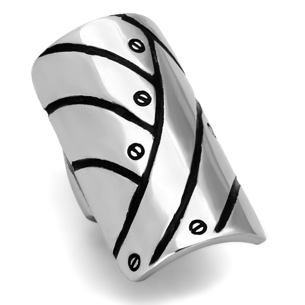 TK1010 High Polished Stainless Steel Ring with a sleek, shiny finish and no stone, perfect for minimalist style.
