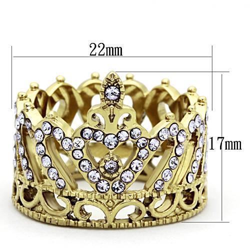 TK1105 IP Gold Stainless Steel Ring featuring a top-grade tanzanite crystal, showcasing a luxurious gold finish.