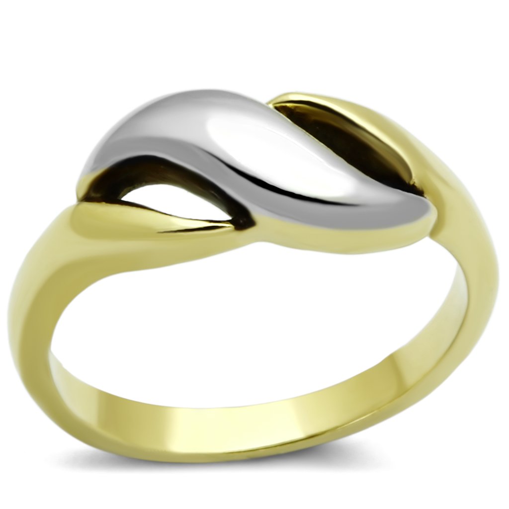 TK1089 Two-Tone IP Gold Stainless Steel Ring showcasing its elegant design and finish.