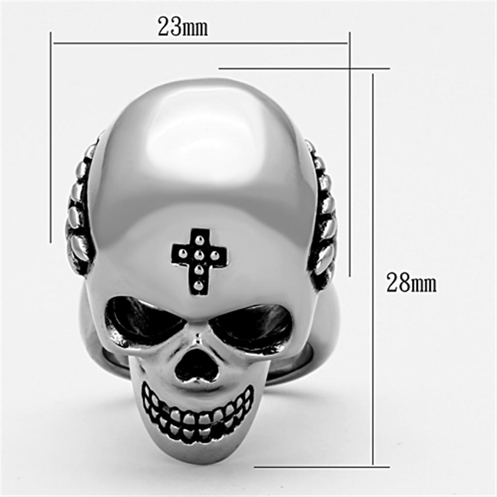 TK1202 High Polished Stainless Steel Ring featuring a jet black epoxy center stone, showcasing a sleek and elegant design.