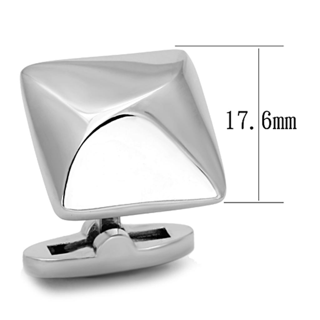 High polished stainless steel cufflink with a sleek design, perfect for formal occasions.