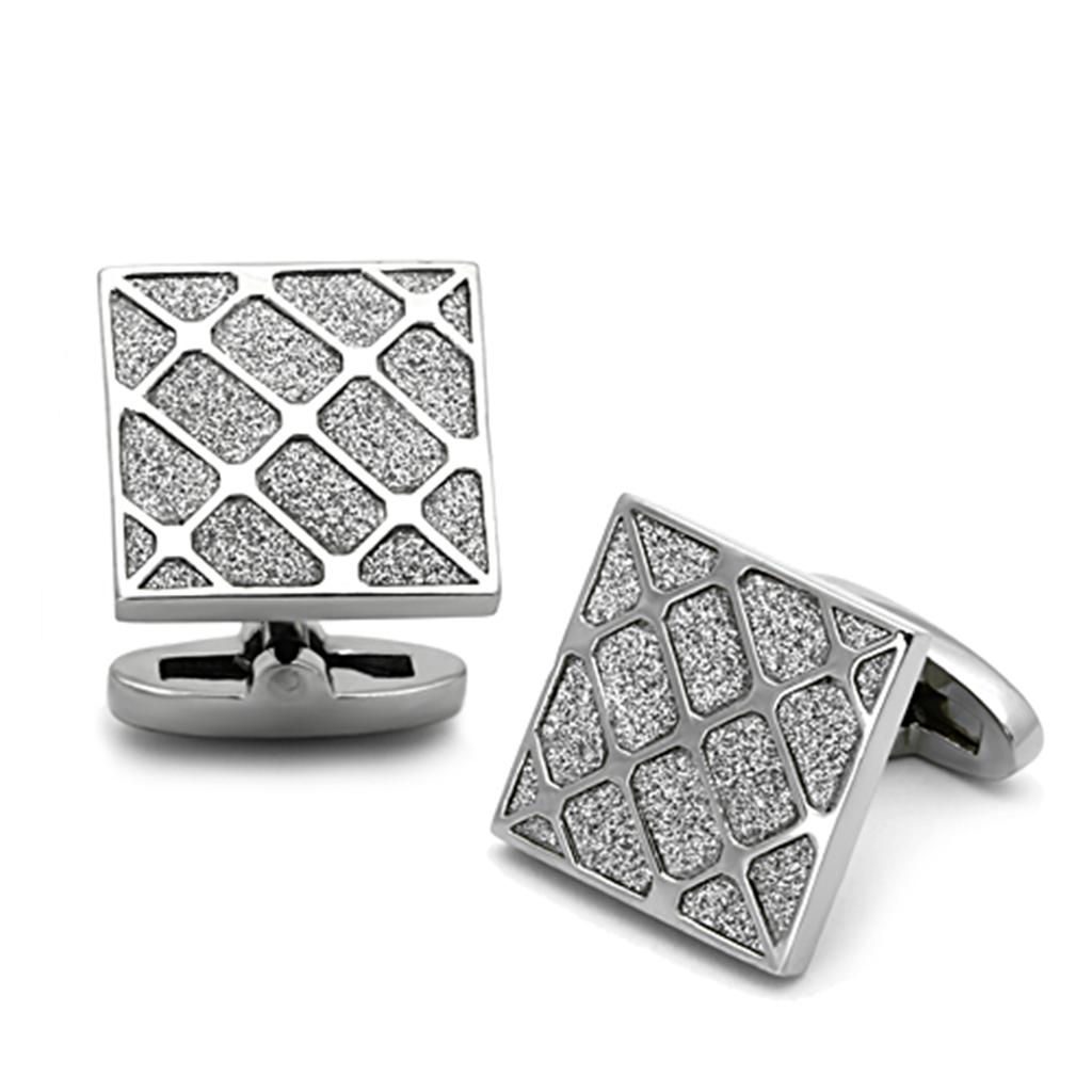 TK1252 High Polished Stainless Steel Cufflinks showcasing a sleek and elegant design.