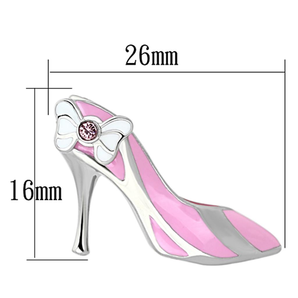 High polished stainless steel earrings featuring a rose crystal centerpiece, showcasing elegance and durability.