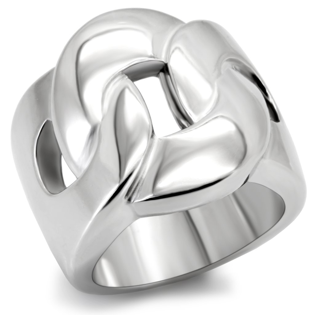 TK131 High Polished Stainless Steel Ring with a sleek, shiny finish, showcasing its minimalist design without any stones.