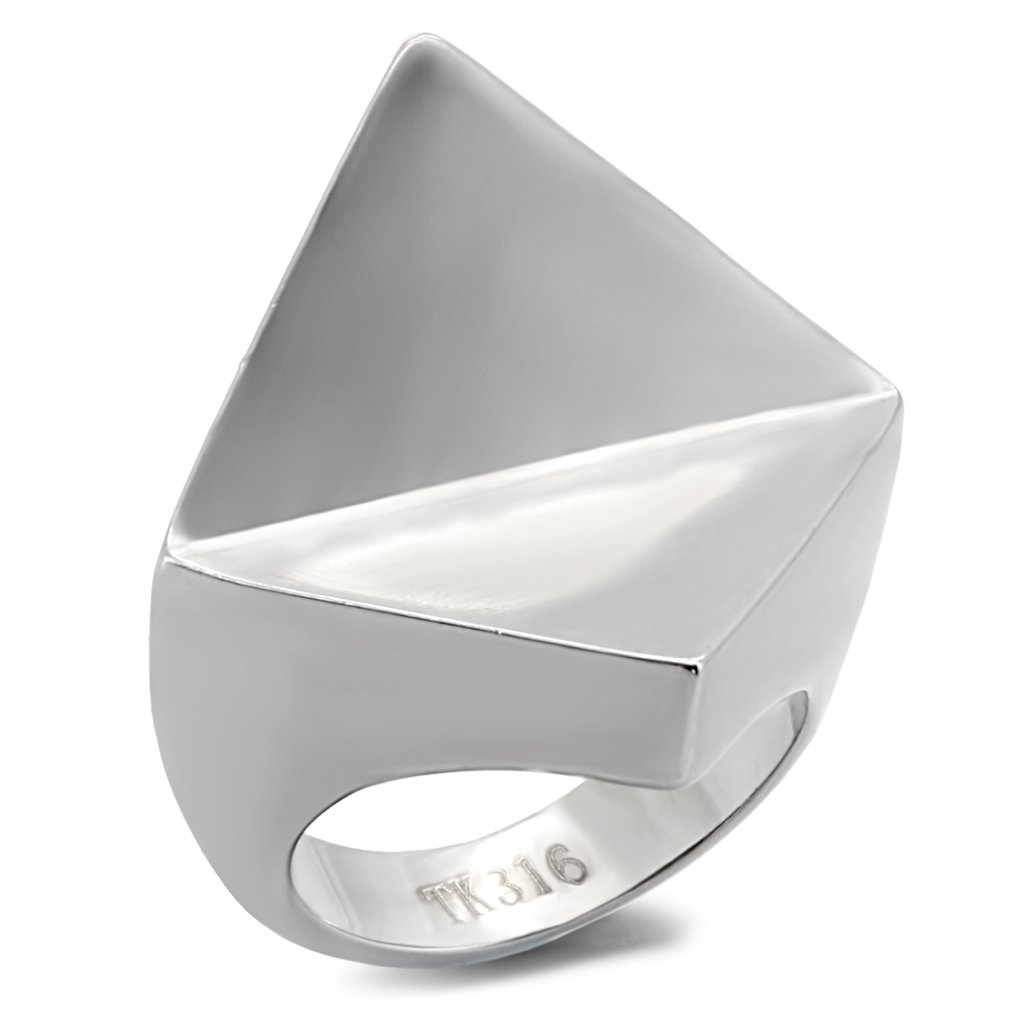 TK136 High Polished Stainless Steel Ring with a sleek, shiny finish, showcasing its minimalist design without any stones.